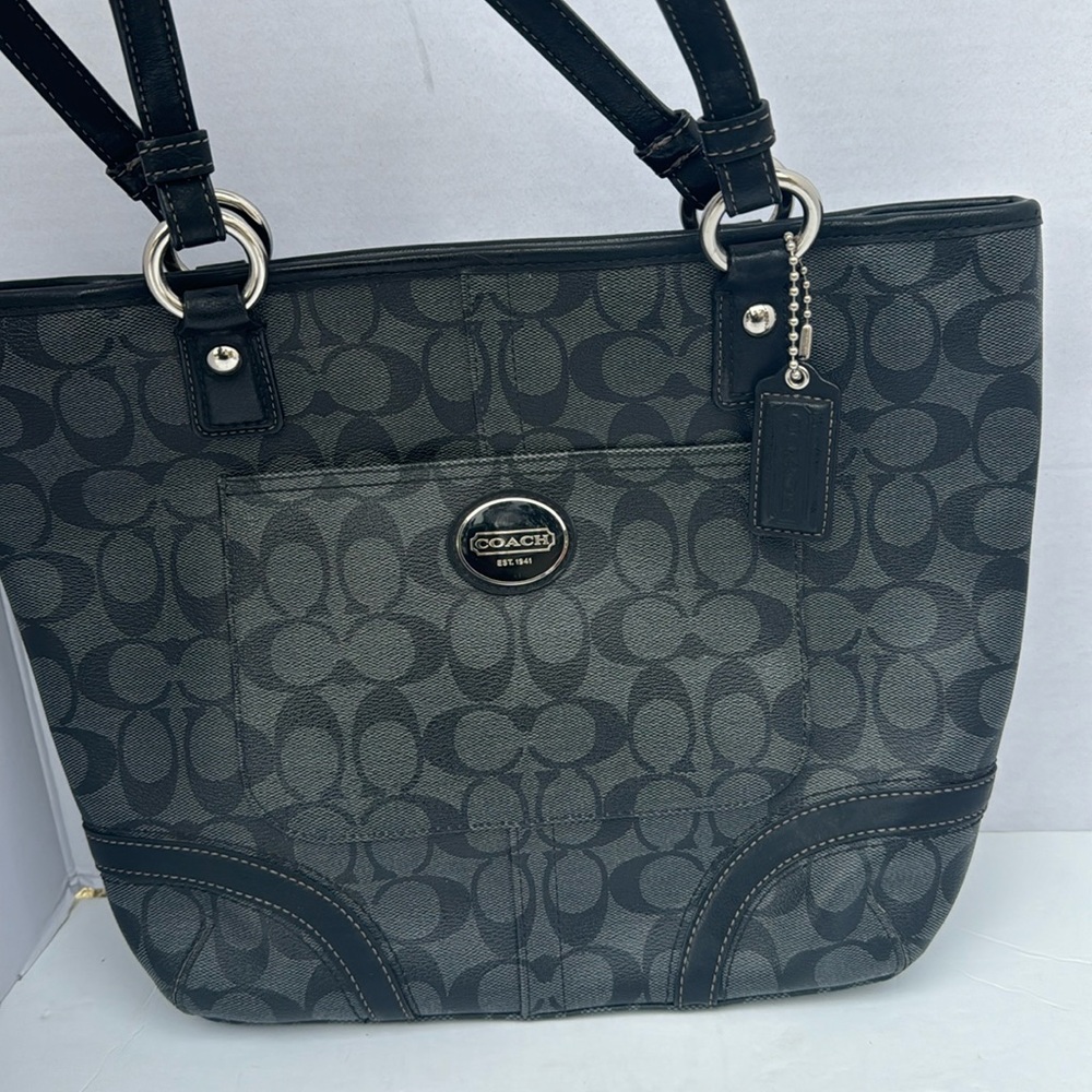 Coach black and gray medium purse